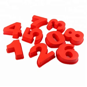 Image of Silicone 3D Number 0-9 Shape Cake Baking Fondant Cake Decorating Chocolate Molds