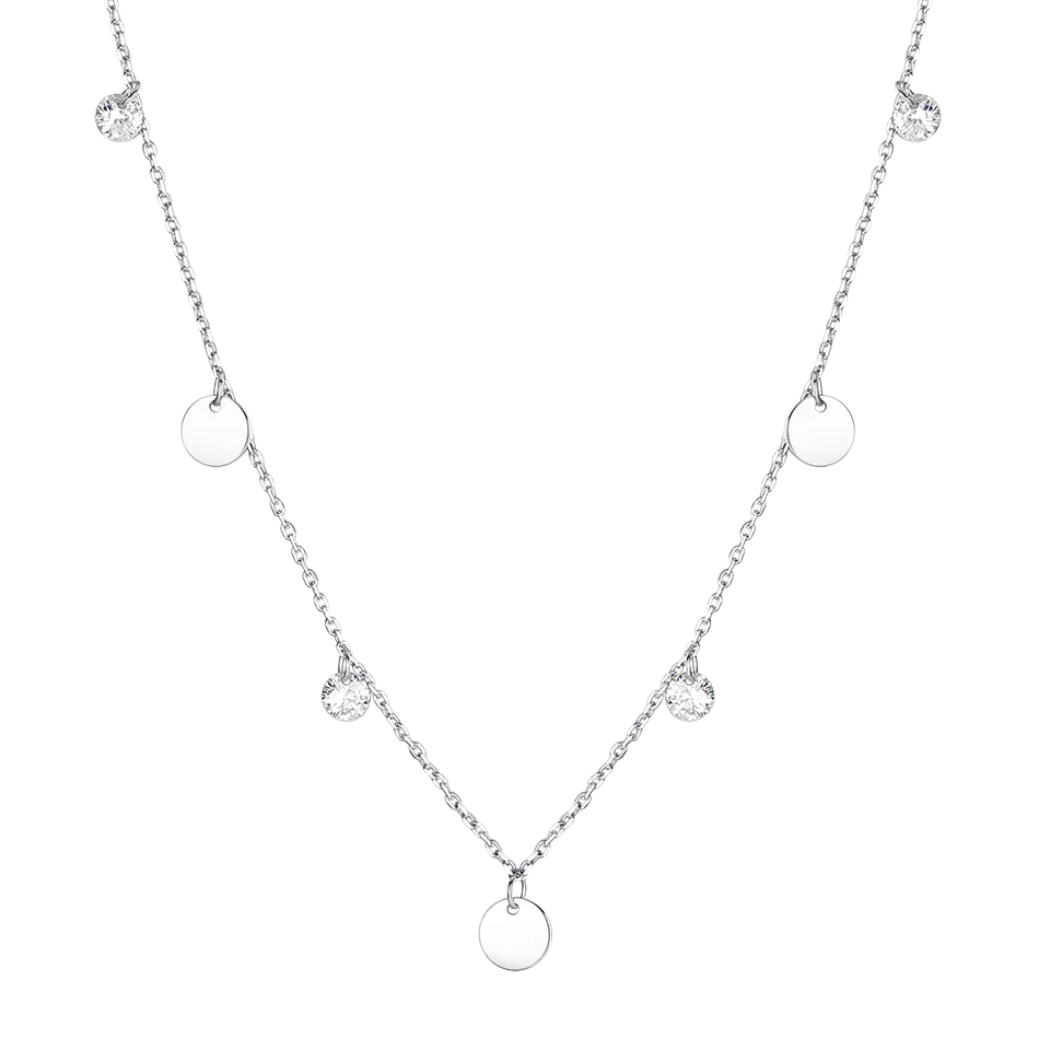 

High Quality 925 Sterling Silver Necklace Round Pendant Necklace with Clear Zircon Beads Adjustable Chain for Fashion Women