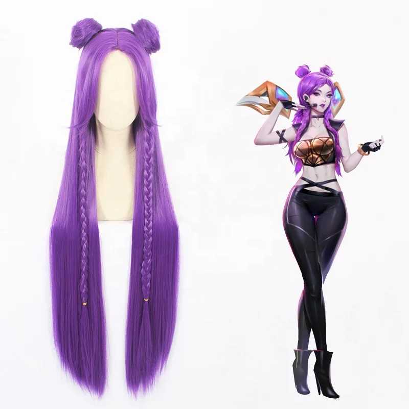 

Wholesale LOL KDA Kaisa Wig Cosplay 100cm Long PurpleLeague of Legends Anime Synthetic Anime Cosplay Wig