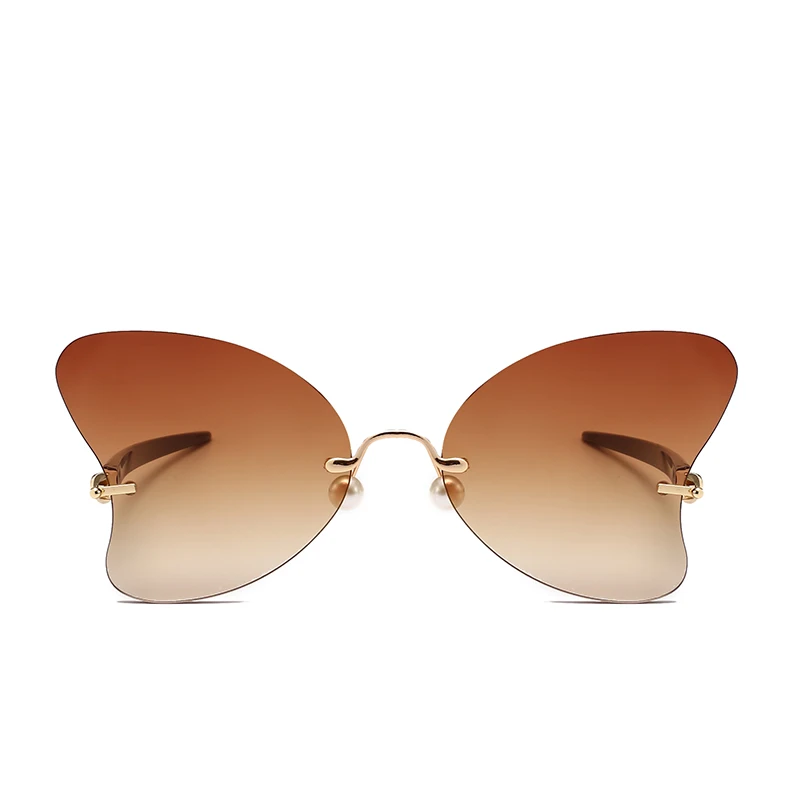 

20133 Superhot Eyewear Fashion Gradient Women Rimless Butterfly Sunglasses