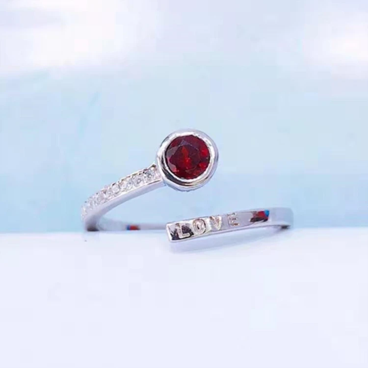 

crystal jewelry 925 sterling silver natural garnet ring for women gents silver rings prices in egypt, Picture