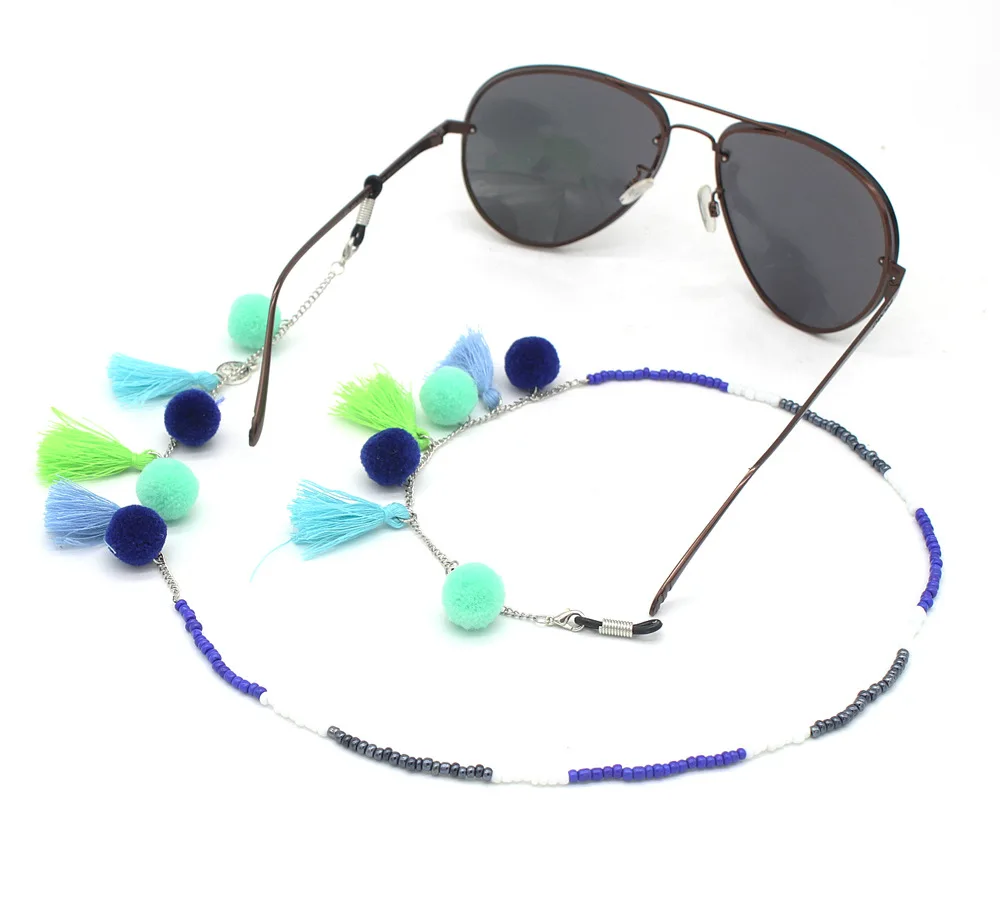 

Korean Style Cashmere Plush Ball Hot-sell Sunglasses Chain Glasses Accessories, As shown in the picture