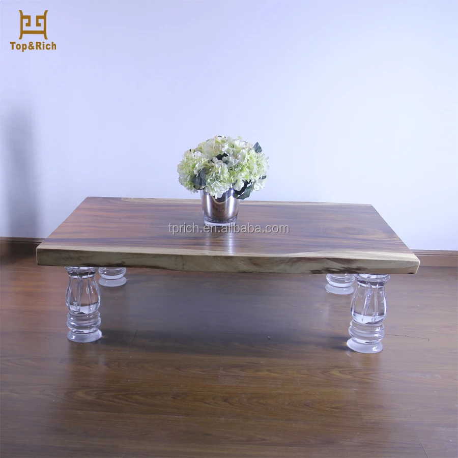 High End Minimalism Acrylic Dining Table Base With Solid Wood Desktop For Dining Furniture Buy Akrilik Dining Meja Base