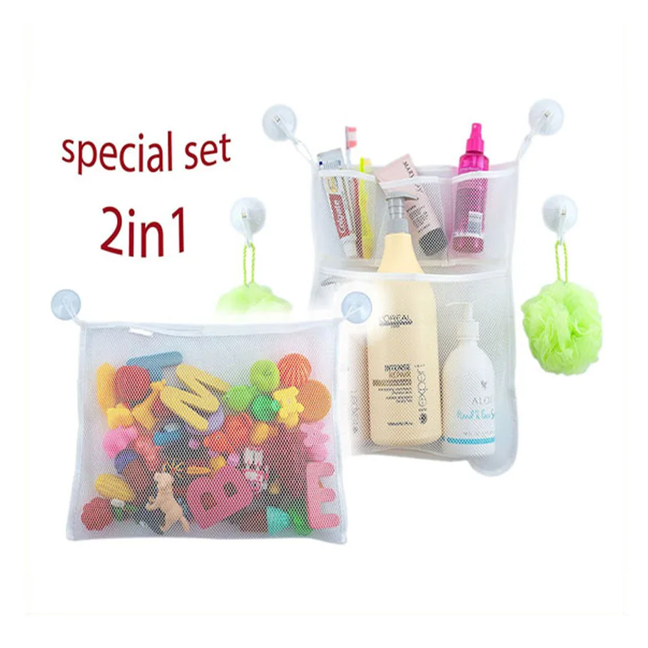 

Factory OEM multifunction hanging mesh bag/baby bath toy organizer, Blue;pink;white