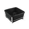 Metal Bread Basket Stainless Steel Pastry Server with Fabric Canvas Liner, Square Bread Storage for French Artisan Bread