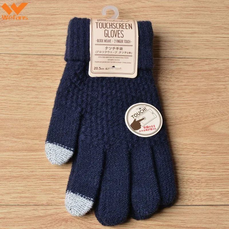 
Wefans winter cashmere glove women Winter Keep Warm Knitted Gloves five finger mobile phone touch screen Gloves 