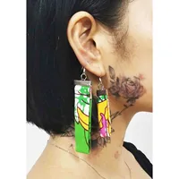 

Wholesale Summer Fashion Drop Girl's Earrings African Wax Fabric Print Statement Long Earrings For Women 2019