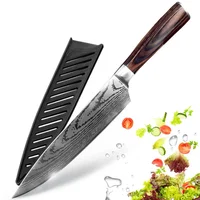 

Drop shipping High Carbon 7CR17 440C Pakka Wood Meat Santoku Japanese Damascus 8 inch Stainless Steel Kitchen Knife Chef Knives