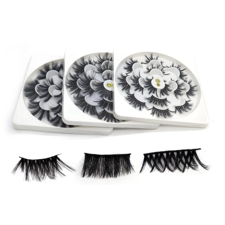 

Flower shape 7pairs individual 3d mink eyelashes vendor, Black