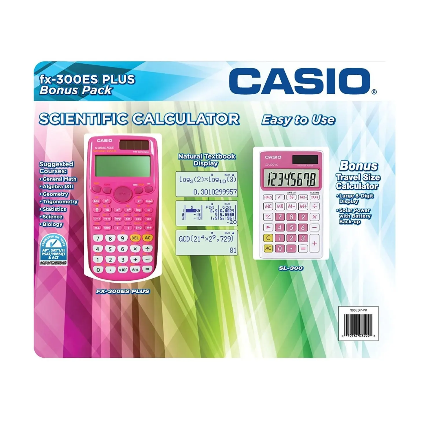 Casio Scientific Calculator Fx 300es Plus With Bonus Calculator Pink - 