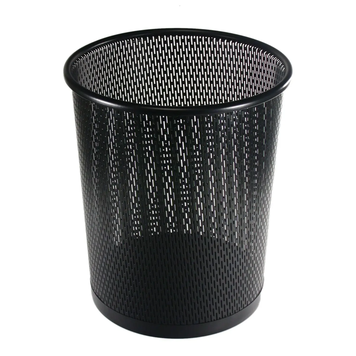 White ART20017WH Artistic Urban Collection Punched Metal Business Waste Bin Garbage Can