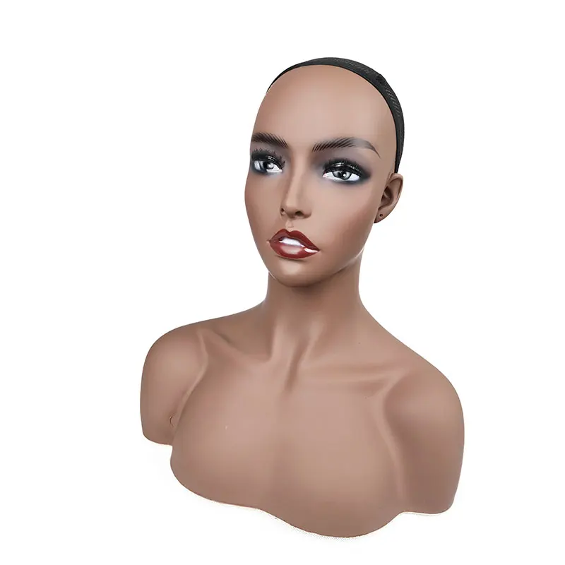 

Mannequin Head with Shoulders Beautiful Wholesale Wig Mannequin Heads Fashion Female African American Mannequin Head for Wigs, Black