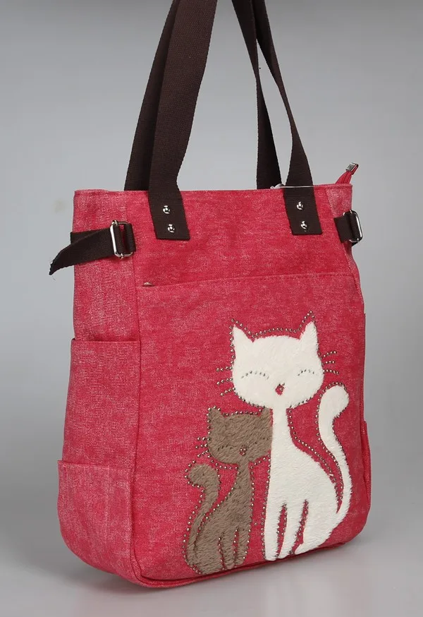 2017 Fashion Women’s Handbag Cute Cat Tote Bag Lady Canvas Bag Shoulder ...