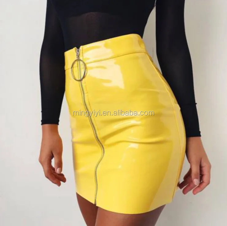 

2018 Women`s New Fashion Street Wear Solid High Waist Zipper Short Mini Skirt Hot