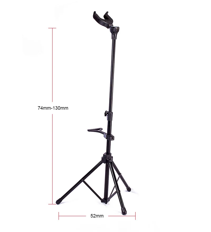 Black Foldable Metal Guitar Tripod Stand Up Guitar Holder Stand Case