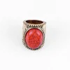 Top Quality Custom Design Vintage Natural Red Turquoise Men Ring