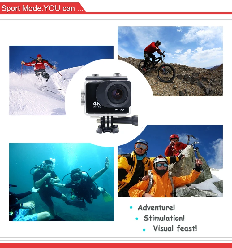 Waterproof Sports Cam 4k/30fps Wifi Action Cam With External Mic Phone