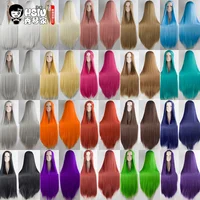 

HSIU New 100cm Long Wigs high temperature fiber Synthetic Cosplay Party Wigs 21 color Multicolor universal model hair wig vendor