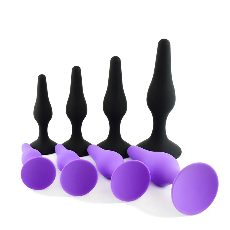 4 pcs Silicone Unisex Anal Plug Extender Anal Dilator Butt Sex Toy