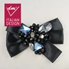New products black rhinestone beaded bow applique for decoration