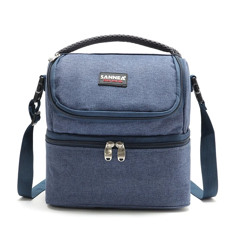 

Custom Logo Double Layers Insulated Lunch Cooler Bag, Large Capacity Thermal Waterproof Picnic Bag with Adjustable Shoulder, Customized color