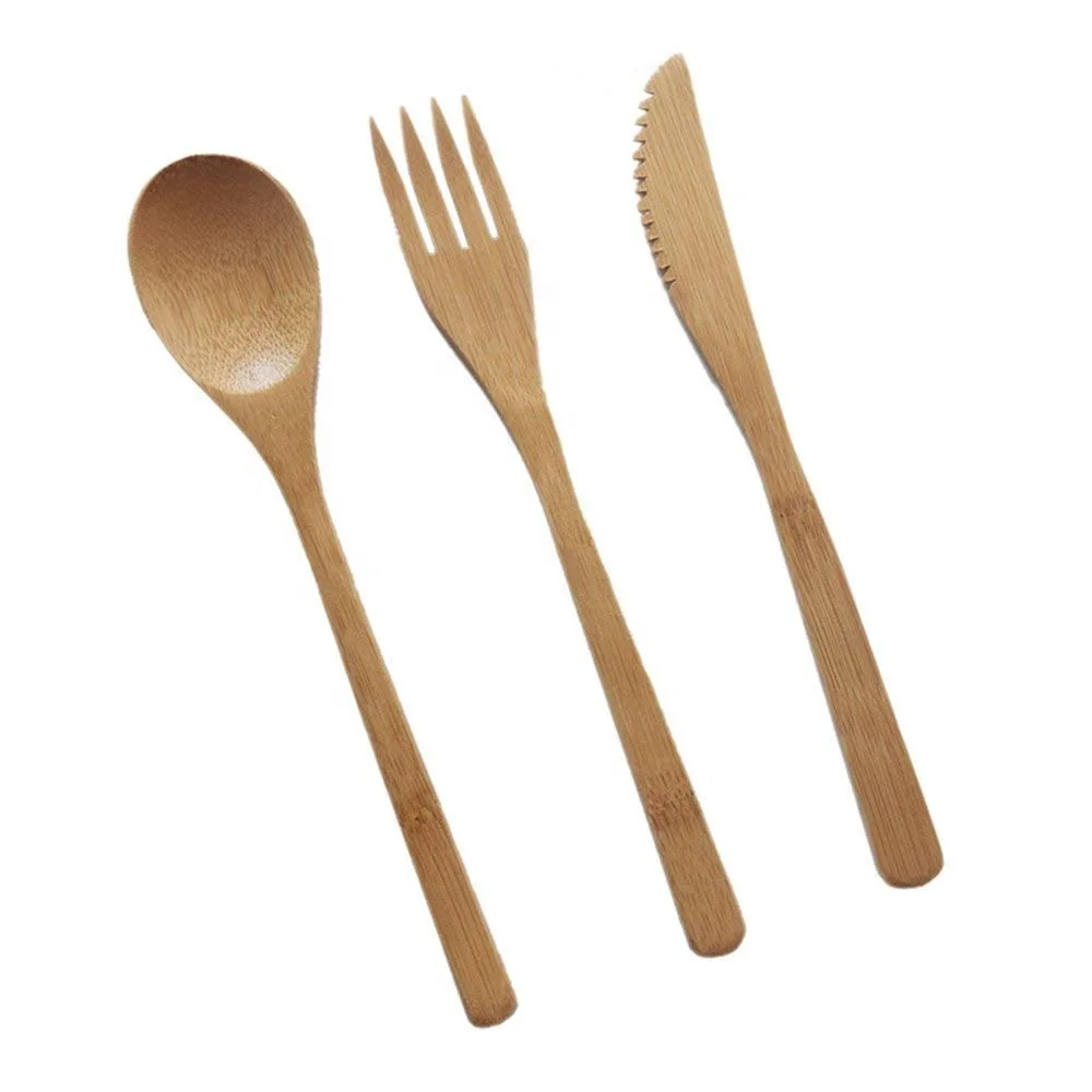 

High Quality Travel Utensils Wholesale Reusable Cutlery Bamboo Cutlery Spoon Fork Set, Bamboo natural
