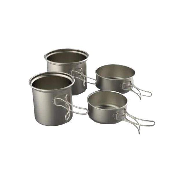 Titanium pot mini-pans compact 4 pieces outdoor camping cooking and picnic