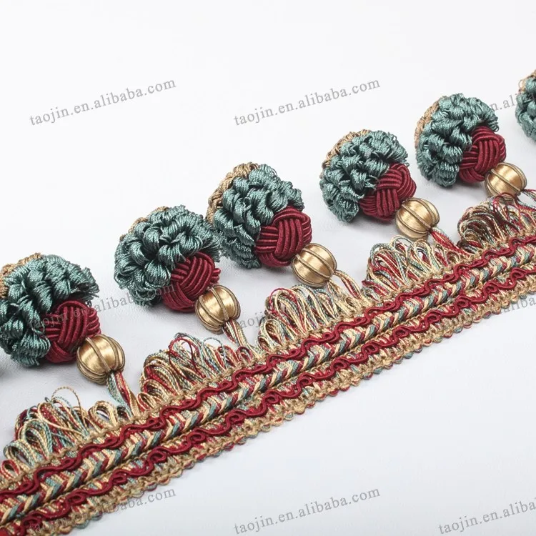 Wholesale Beaded Pom Pom Trim Fringes For Curtain Accessories Home