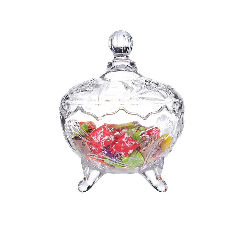 

Wholesale Round Smooth Wedding Candy Box Gift Candy Glass Cookie Jar Sugar Bowl Glass Storage jar, Clear