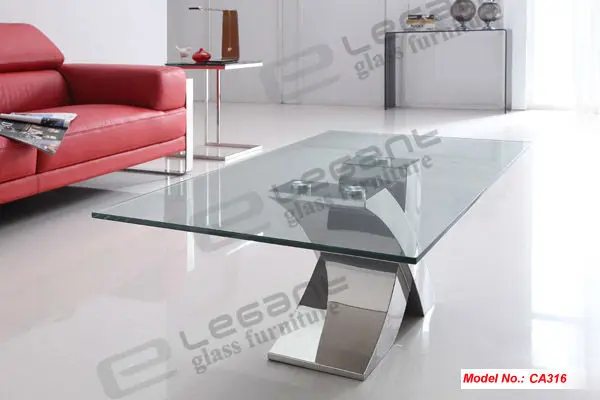 Living room low height black transparent glass side table