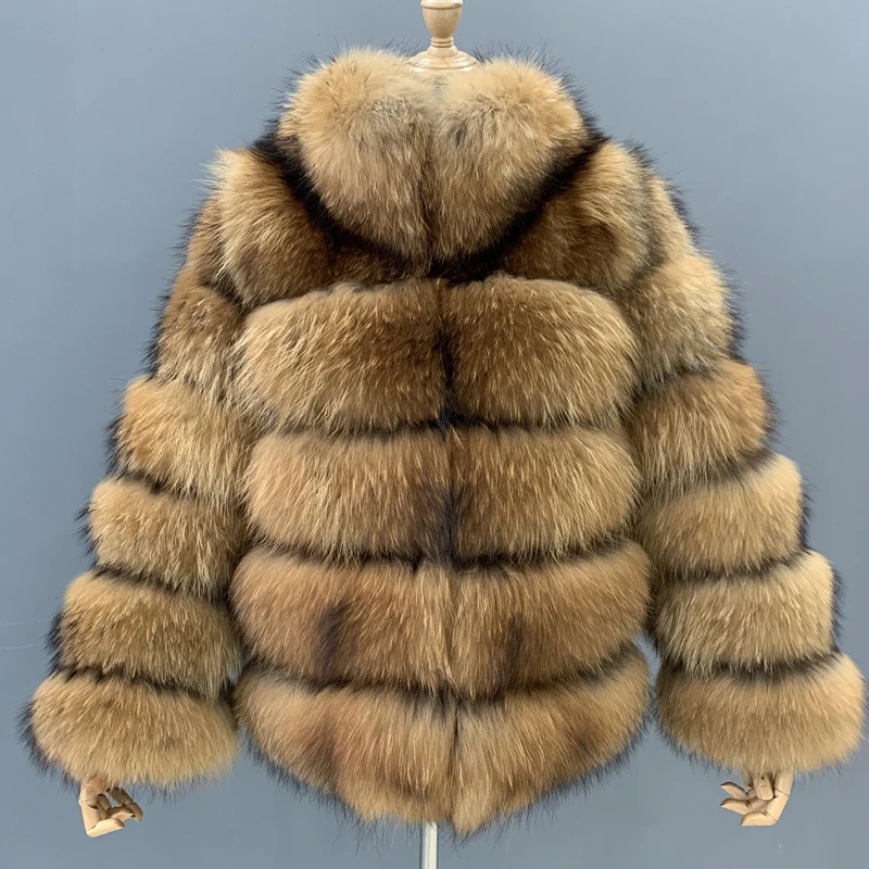 wholesale women winter real natural raccoon dog fur coat fashion