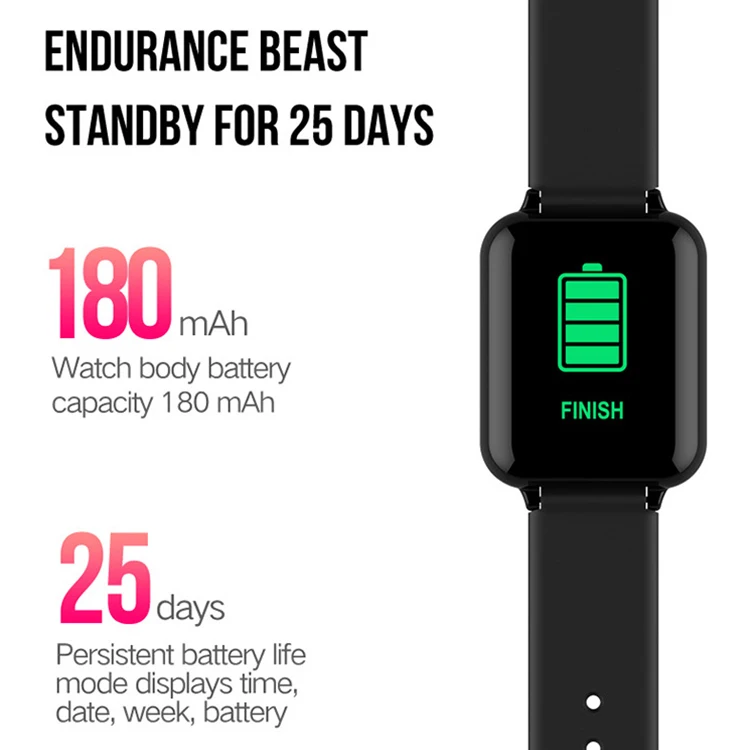 Free shipping to usa 2020 hot selling B57 bracelet touch screen 1.3 inch colorful IP67 blood pressure sport smart watch band