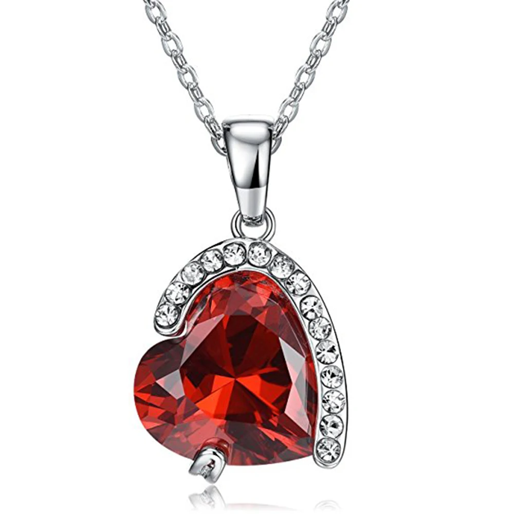 

3A Zircon Girls Wedding Stone Sterling 925 Heart Silver Pendant Necklace, Customized