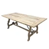 Antique farmhouse style solid wood iron decorative bent leg dinner table