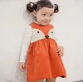 Toddler Sweet Kids Girls Fox Style Casual Dresses Sleeveless Spring Summer Fall Baby Dresses Orange Color