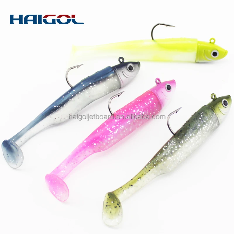 

9 cm soft bait with jig head for seabass fishing, 8 kinds or custmized