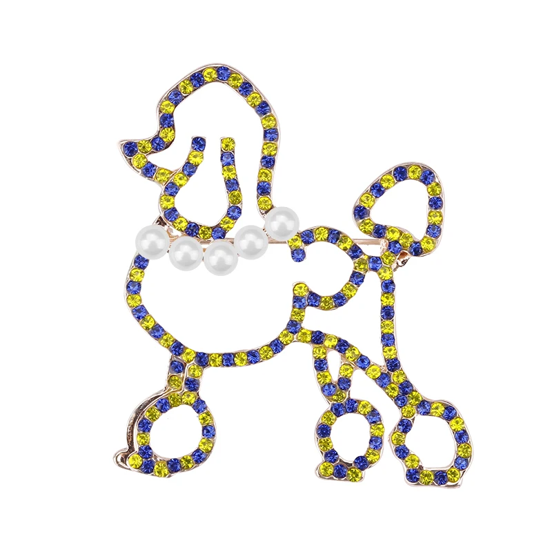 

Fashion New Pearl Rhinestone Poodle Brooches for Women Cute Animal Shape Puppy Dog Brooch Boutonniere