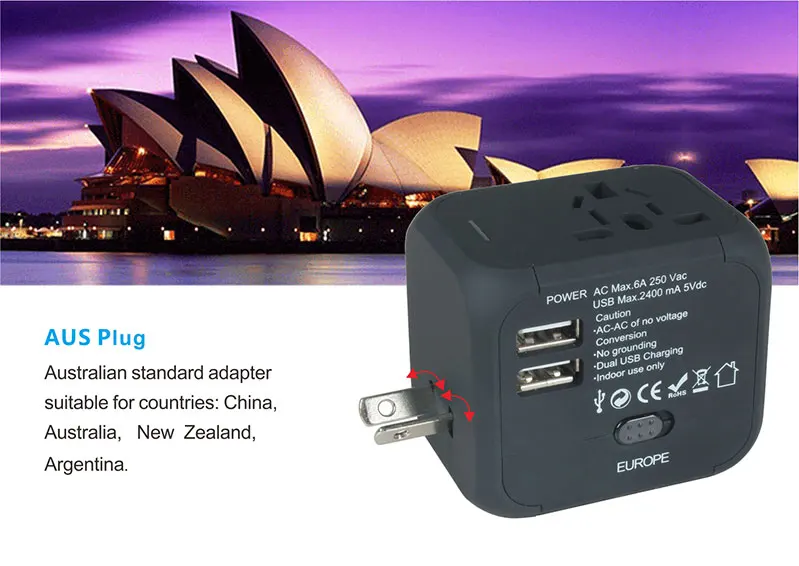 Multi Plug Adapter With Usb,Dual Usb Plug Adapter,Dubai Travel Adapter Buy Travel Adapter