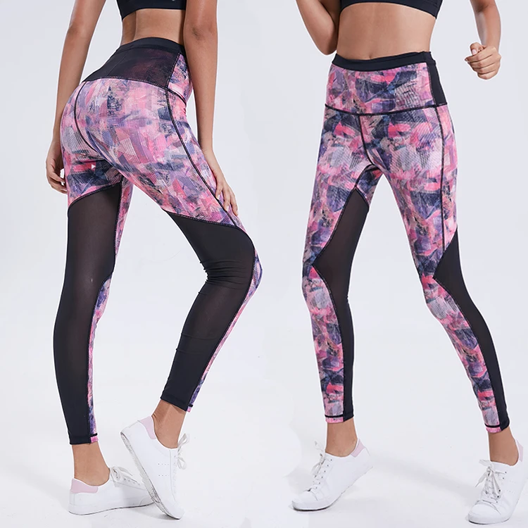 

High waist sexy ladies sublimation pattern printing quick dry gym clothing women yoga printed leggings, Custom pocket woman high waisted yoga pants