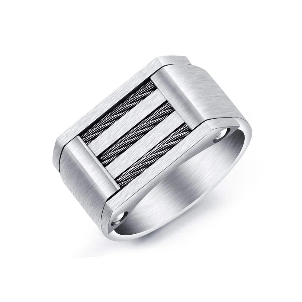 

High quality mens black wia wide band ring,wide silver ring for man, Black;steel