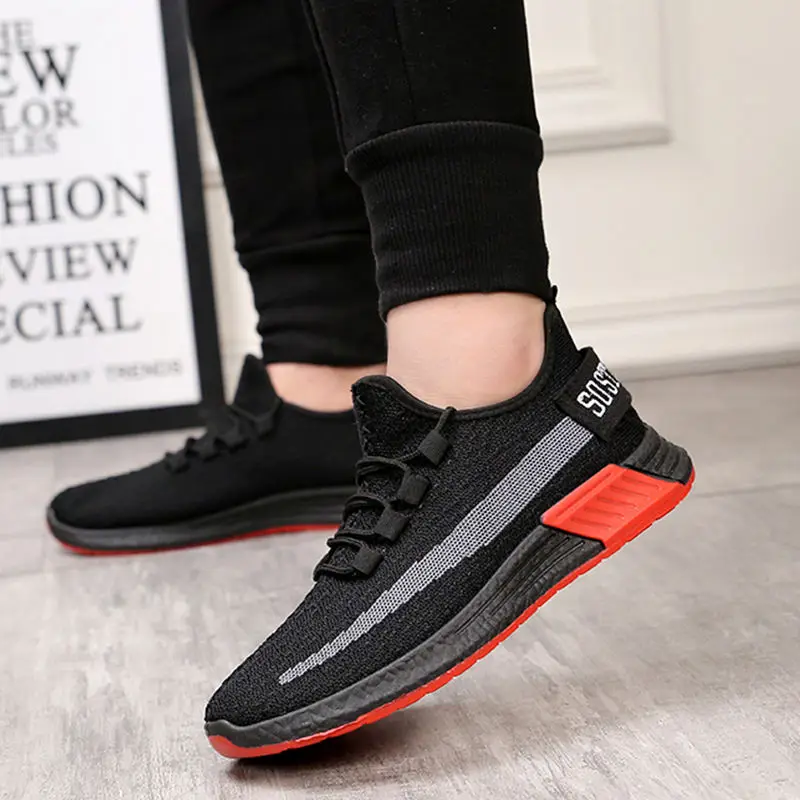 

China Supplier New arrival men shoes cheap price slip on sport shoe, Black&red/black&grey/black&grey&red