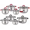 8pcs belly shape stainless steel induction cookware with heat-proof silicone handles