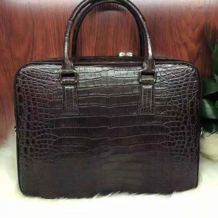 

New Arrived 2021 Cappuccino Fashion popular Luxury Crocodile Skin Leather handbag genuine leather handbag for men, Brown,blue