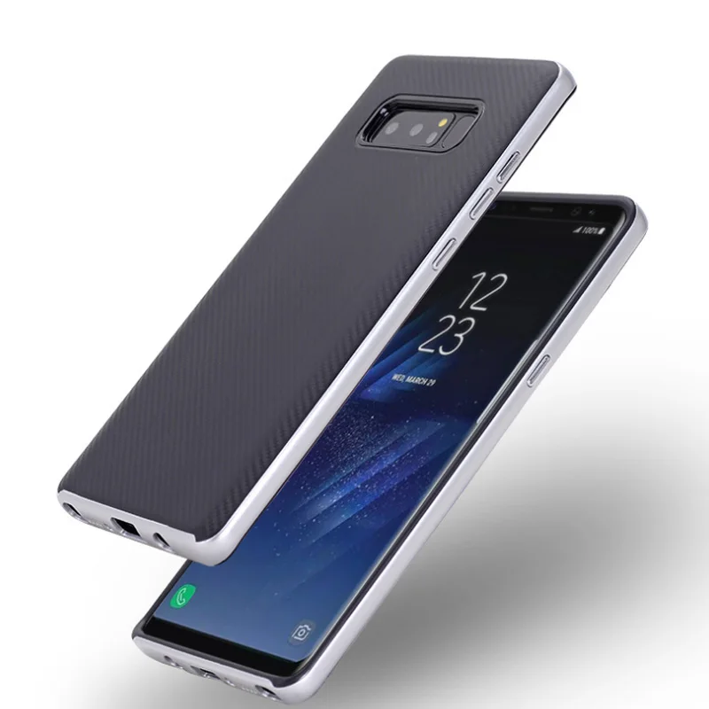2in1 Ultra Electroplating frame PC + TPU Carbon fiber Case for Samsung Galaxy Note 8 Cover