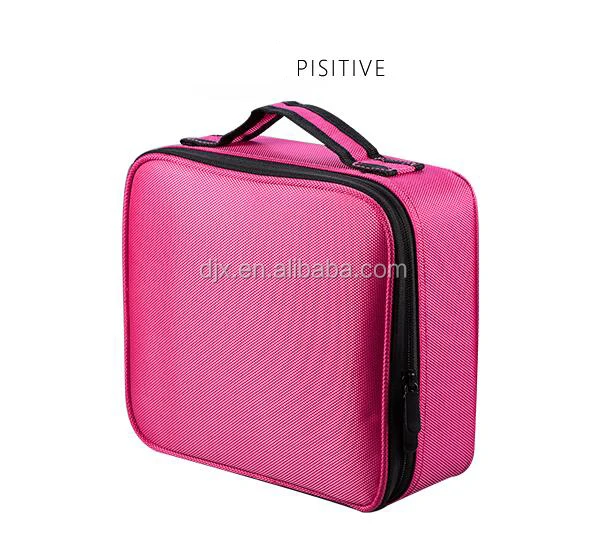 

Small size and pink color Makeup Train Case 3 Layer Cosmetic Organizer Beauty Artist Storage Brush Box, Same as pictures or customized