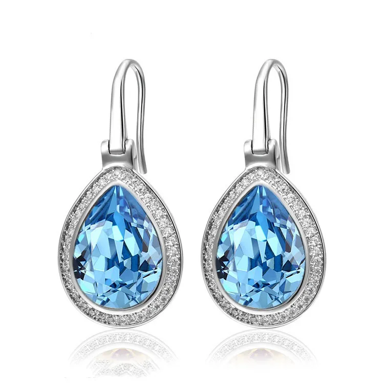 

XE2118 Xuping Fashion wholesale jewelry, Crystals from Swarovski charms dangling earrings, silver color earring