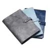 Luxury leather high quality a5 notebook loose leaf binding pu journal custom logo business diary with pen holder
