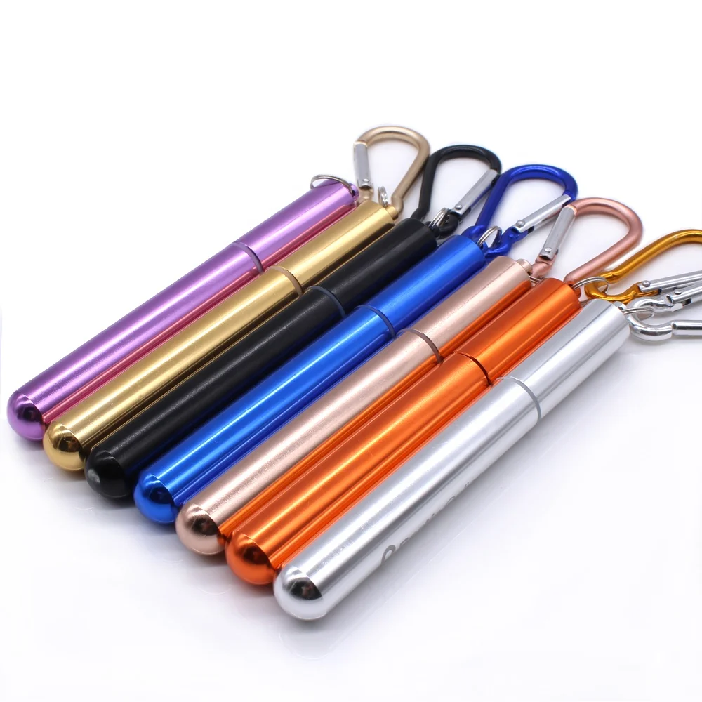 

Craze Selling Tiny Size Portable Stainless Steel Straw Reusable Polished Keychain Straw, Gold;rose gold;black;silver;purple