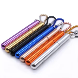 Image of Craze Selling Tiny Size Portable Stainless Steel Straw Reusable Polished Keychain Straw