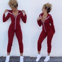 

Women Jumpsuits And Rompers Long Sleeve Hooded Outfits Zipper Jogging Pants Fitness Sport Sexy Jumpsuit Y11211